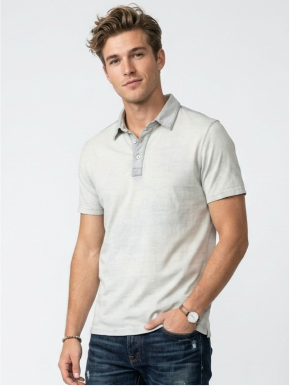 rag & bone Store Exclusive Pigment Dyed Short Sleeve Polo Shirt Medium - 681